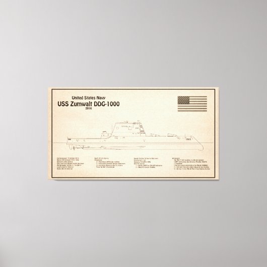 Toile USS Zumwalt - Plan directeur des navires SD (Recto)