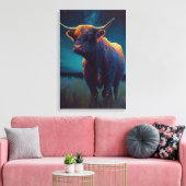 Toile Vache Abstraite Highland Dans Un Champ De Nuit Col (Insitu(Salon))