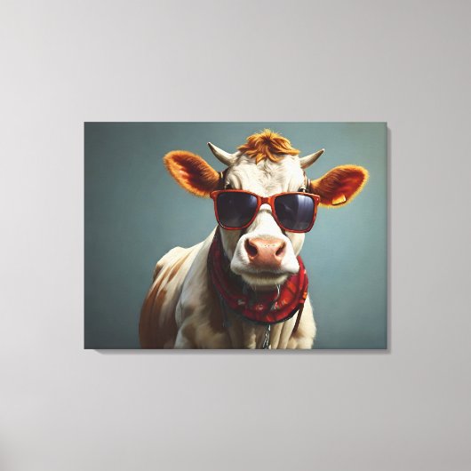 Toile Vache avec lunettes de soleil (Recto)