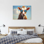 Toile Vache avec lunettes de soleil (Insitu(Chambre))