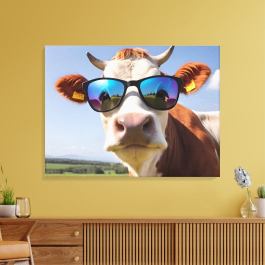 Toile Vache avec lunettes de soleil (Insitu(Salon))