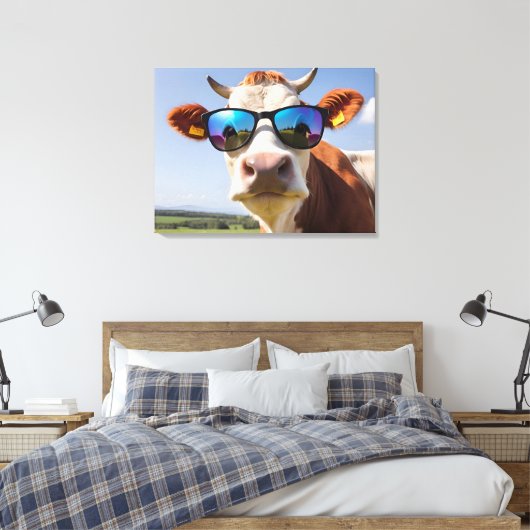 Toile Vache avec lunettes de soleil (Insitu(Chambre))
