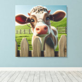 Toile Vache de dessin avec lunettes de vue (Insitu (Plancher de Bois))