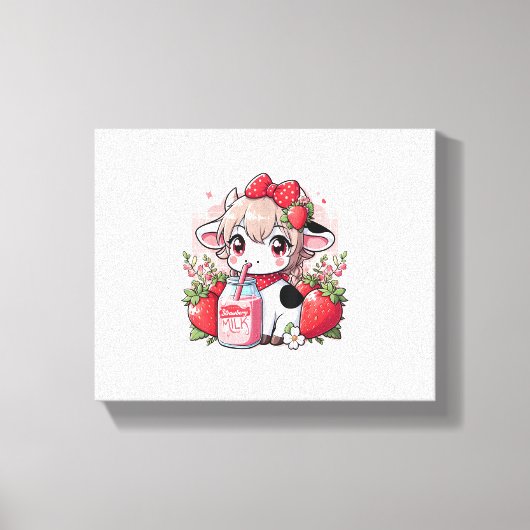 Toile Vache de fraise Kawaii Anime Lait de fraise _6 (Recto)
