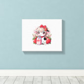 Toile Vache de fraise Kawaii Anime Lait de fraise _6 (Insitu (Plancher de Bois))