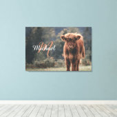 Toile Vache de Highland calvaire herbe d'automne monogra (Insitu (Plancher de Bois))