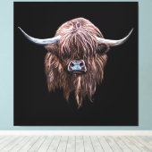 Toile Vache écossaise des Highlands en couleur (Insitu (Plancher de Bois))