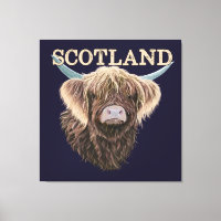 Vache écossaise Highland avec Slogan écossais