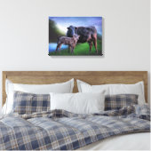 Toile Vache et veau au bord d'un lac tranquille à Rollin (Insitu(Chambre))