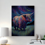 Toile Vache Haut-Terrain Colorée Dans L'Herbe La Nuit<br><div class="desc">Vache Haut Colorée Dans L'Herbe En Toile De Nuit Imprimer. Belle vache moderne dans un pâturage rural le soir entouré d'étoiles.</div>