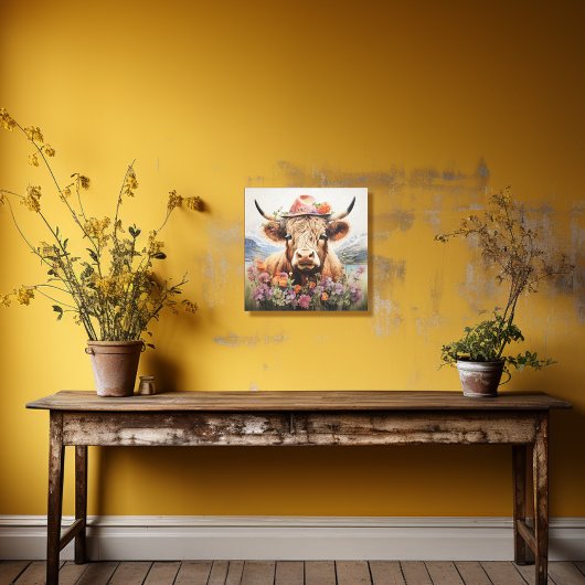 Toile Vache Highland avec casque 2 sur 4