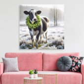 Toile Vache Holstein de Noël portant une couronne (Insitu(Salon))