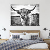 Toile Vache noire et blanche des Highlands (Insitu(Chambre))