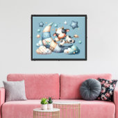 Toile Vache Patchwork Mignonne au-Dessus de la Lune avec (Insitu(Salon))