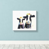 Toile Vaches blanches et noires de l'eau originale (Insitu (Plancher de Bois))