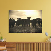 Toile Vaches dans le pâturage - Sepia Tone (Insitu(Salon))
