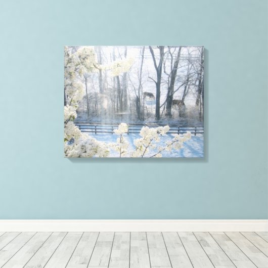 Toile Vaches dans un champ en hiver (Insitu (Plancher de Bois))