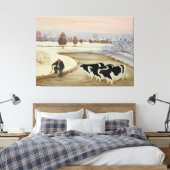 Toile Vaches dans une rivière d'hiver (Insitu(Chambre))