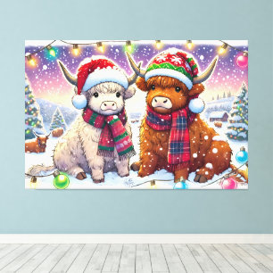 Toile Vaches des Highlands en hiver Wonderland Manga