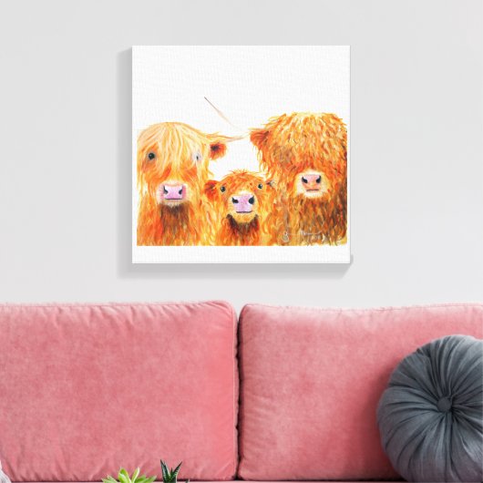 Toile Vaches Highland 'We 3 Coos' Boîte Canvas Imprimer (Insitu(Salon))