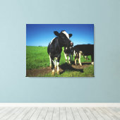 Toile Vaches Holstein dans un champ (Insitu (Plancher de Bois))