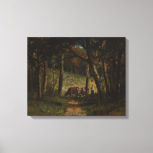 Toile Vaches sur un chemin en forêt - Edward Bannister