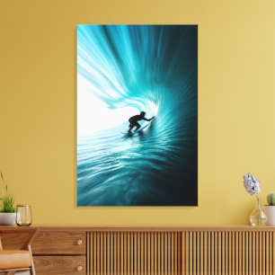 Toile Vague de baril turquoise Surf minimaliste