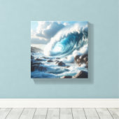 Toile Vague de l'océan turquoise majestueuse s'écrasant (Insitu (Plancher de Bois))