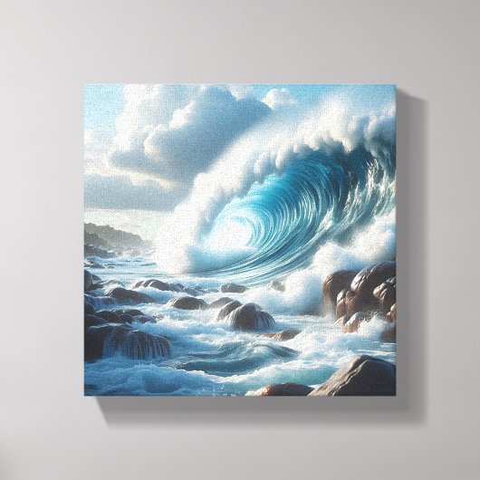 Toile Vague de l'océan turquoise majestueuse s'écrasant (Recto)