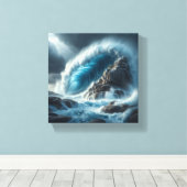 Toile Vague de l'océan turquoise majestueuse s'écrasant (Insitu (Plancher de Bois))