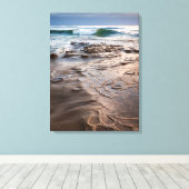 Toile Vague de rupture sur la plage, Californie (Insitu (Plancher de Bois))