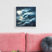 Toile Vague de turquoise géante majestueuse s'écrasant (Insitu(Salon))