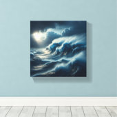 Toile Vague de turquoise géante majestueuse s'écrasant (Insitu (Plancher de Bois))