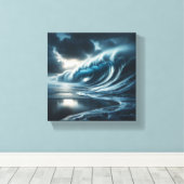 Toile Vague océanique sarcelle foncée majestueuse - Temp (Insitu (Plancher de Bois))