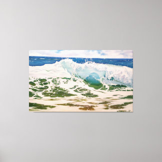 Toile Vague se brisant sur le rivage : Paysage marin réa