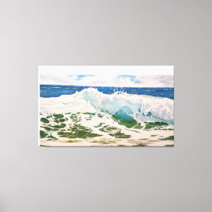 Toile Vague Se déversant sur le Rivage : Paysage Marin R