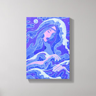 Toile Vague, Sirène, Imaginaire Art Asiatique fille, Ble