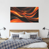 Toile Vagues Abstraites Dans Un Pli De Noir Et D'Orange (Insitu(Chambre))