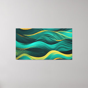 Toile Vagues Abstraites Dans Une Courbe De Bleu-vert Et 