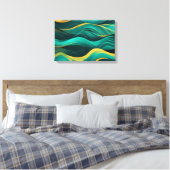 Toile Vagues Abstraites Dans Une Courbe De Bleu-vert Et (Insitu(Chambre))