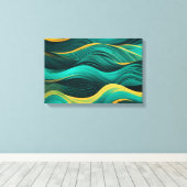 Toile Vagues Abstraites Dans Une Courbe De Bleu-vert Et (Insitu (Plancher de Bois))