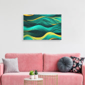 Toile Vagues Abstraites Dans Une Courbe De Bleu-vert Et (Insitu(Salon))