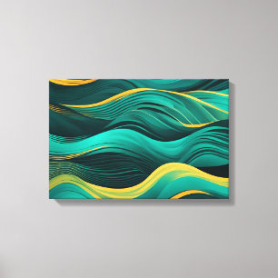 Toile Vagues Abstraites Dans Une Courbe De Bleu-vert Et 