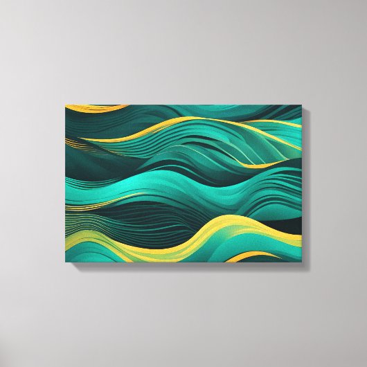 Toile Vagues Abstraites Dans Une Courbe De Bleu-vert Et (Recto)