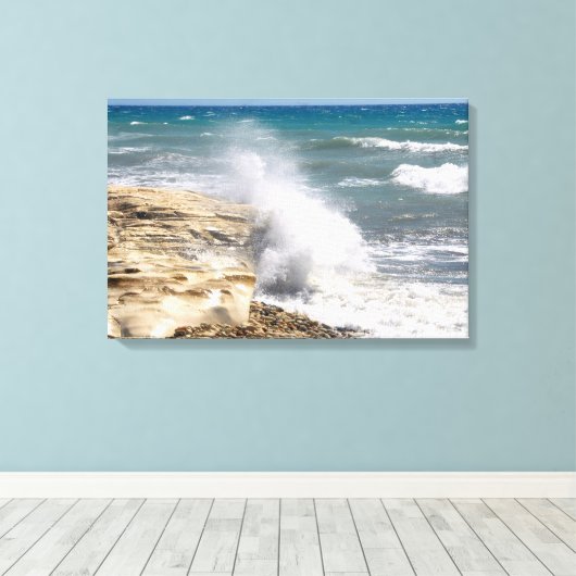 Toile Vagues au jour venté de la plage (Insitu (Plancher de Bois))