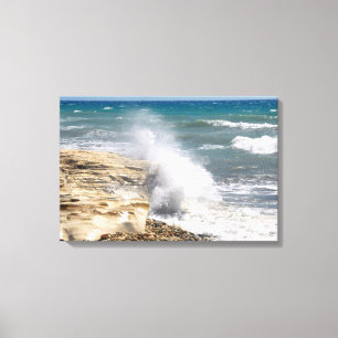 Toile Vagues au jour venté de la plage