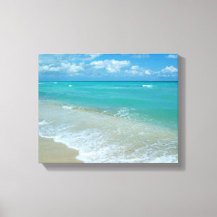 Toile Vagues bleues lumineuses de plage d'Aqua