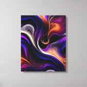 Toile Vagues de Feu - Abstrait Violet, Orange et Or Gras (Recto)