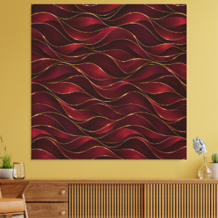 Toile Vagues de marbre rouge burgundy élégantes avec acc