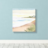 Toile Vagues de plage | Aquarelle de l'océan côtier (Insitu (Plancher de Bois))